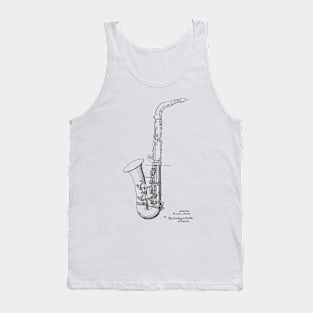 Saxophone Vintage Patent Hand Drawing Tank Top